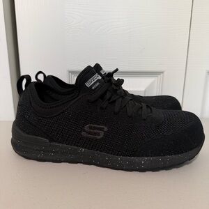 Skechers Womens 108033 Black Bulkin Balran Industrial Comp Toe Size 8 Work Shoe